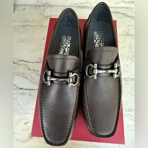 NEW Salvatore Ferragamo Brown Leather Gancini Bit Loafers